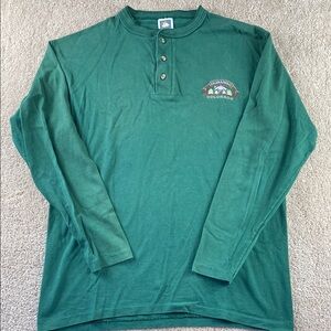 Mens Green Durango Colorado Long Sleeve Henley T Shirt‎ Size M Single Stitch USA